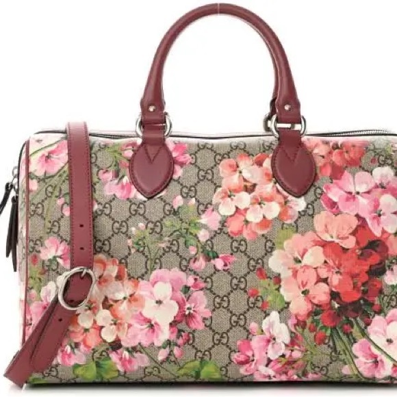 GG Supreme Monogram Blooms Medium Boston Beige Multicolor Dry Rose - Picture 3 of 8